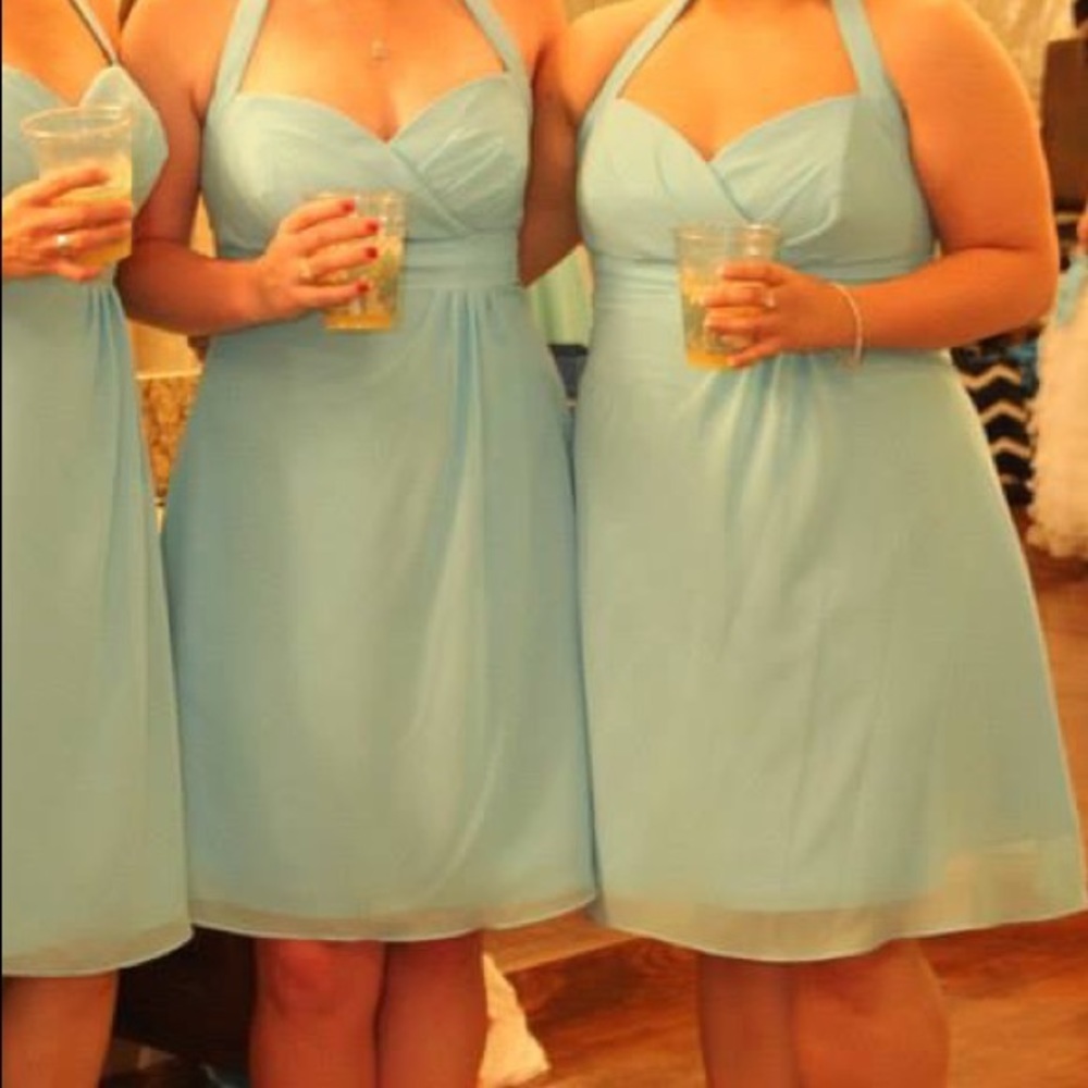 Alfred Angelo Sky Blue Halter Tea Dress